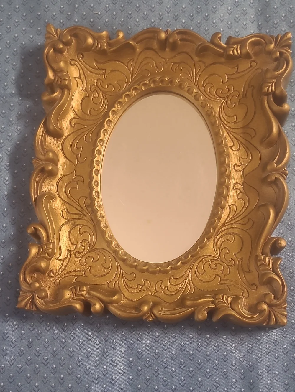 Ornate Gold Oval Accent Wall Mirror by